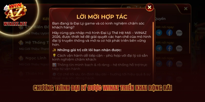 Gia Nhập Đại Lý WinAZ Kiếm Tiền Dễ Dàng, Không Giới Hạn 1 Chương trình đại lý được WinAZ triển khai rộng rãi